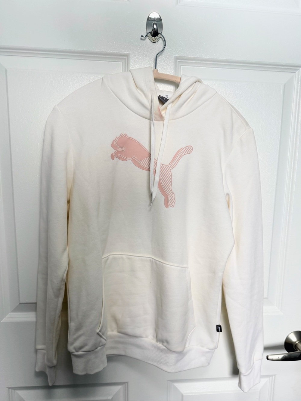 Puma Cream Hoodie with Blush Pink Logo